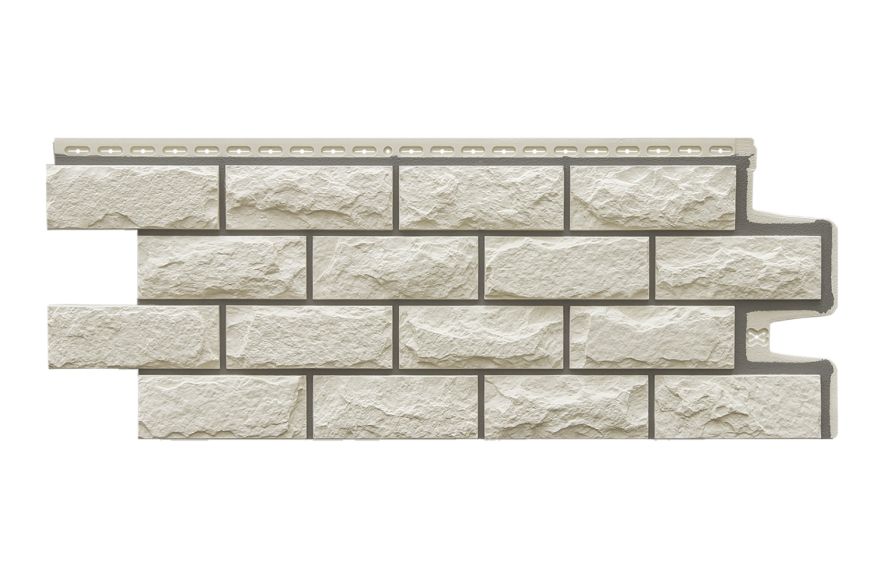 Фасадные панели Grand Line, Колотый камень Design, Молочный (шов RAL 7006) купить в Уфе