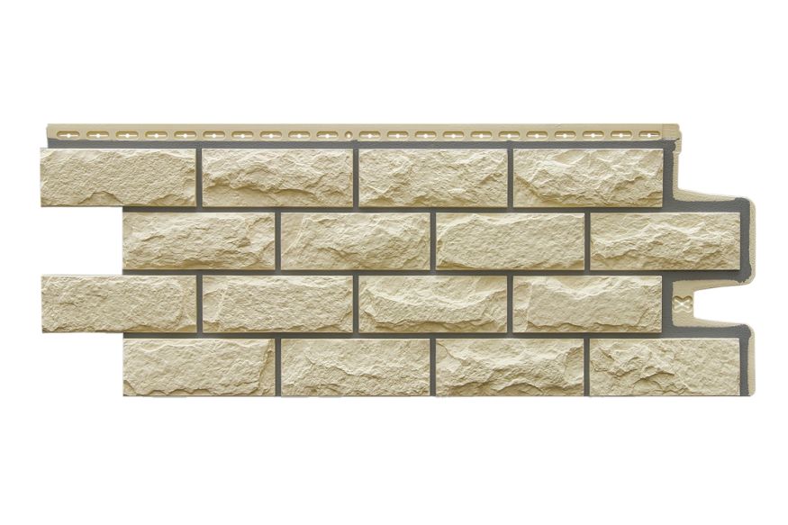 Фасадные панели Grand Line, Колотый камень Design, Бежевый (шов RAL 7006) купить в Уфе