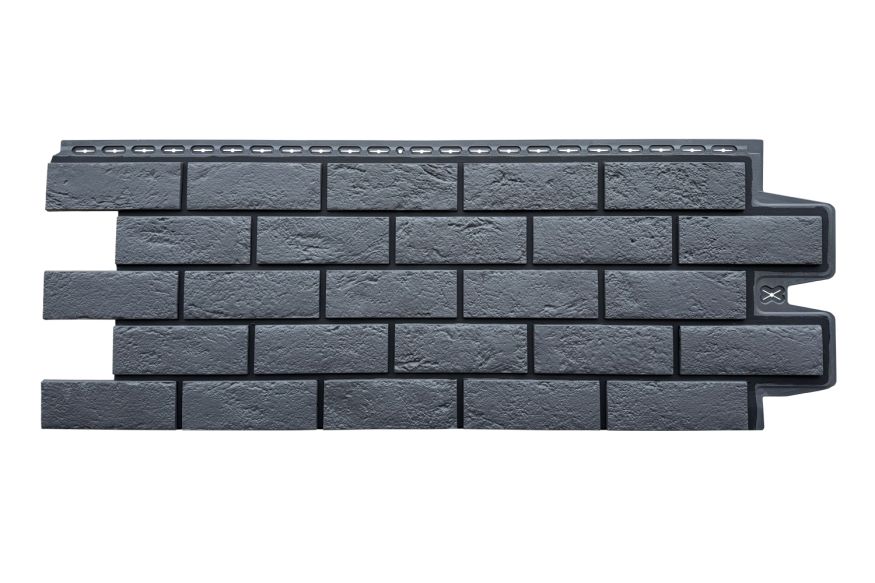 Фасадная панель Grand Line, Состаренный кирпич Design, Графит, шов RAL 9005 купить в Уфе