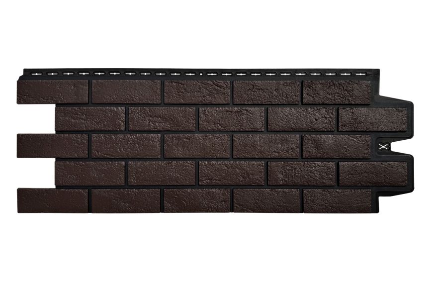 Фасадная панель Grand Line, Состаренный кирпич Design, Шоколадный, шов RAL 9005 купить в Уфе